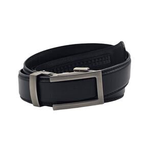 Anson Black & Silver 55" Classic Leather Belt